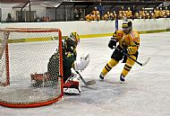 ...kotouč z následného trestného střílení míjí levou tyč ...kotouč z následného trestného střílení míjí levou tyč